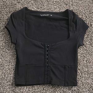 Abercrombie & Fitch XXS Black Short Sleeve Scoop neck Top
